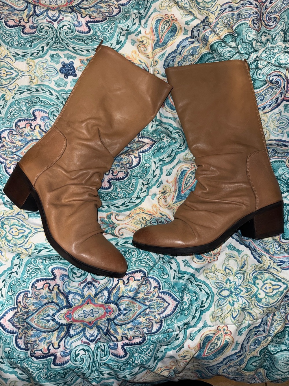 Bueno Tan Leather Mid-Calf Heeled Boots